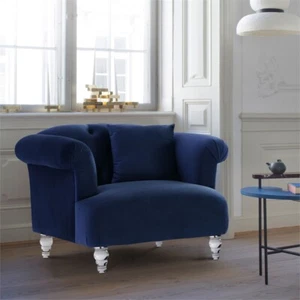 Armen Living Elegance Modern Velvet Chair with Acrylic Legs in Blue - Picture 1 of 5