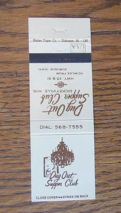 FUNDA DE LIBRO DE CERILLAS DUBUQUE, IOWA: CUBIERTA VACÍA DEL CLUB DE CENA EXCAVADA -A - Imagen 1 de 1