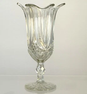 Vaso di sedano 10" vetro tulipano e sawtooth - 1854 Bryce, Richards & Co. Excell - Foto 1 di 12