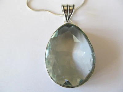 NUEVO COLLAR COLGANTE LÁGRIMA CRISTAL AGUAMARINA PÁLIDO EXTRA GRANDE ESTERLINA Foto 1 de 4