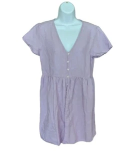 Madewell Linen Blend V-Neck Button Up Mini Dress Size Small 2 4 Warm Thistle - Picture 1 of 9