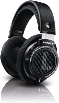 Magnavox HiFi Stereo Over-Ear Wired Headphones with Built-in Microphone - Black