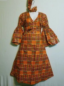Damenbekleidung afrikanischer Kente-Druck Wickel Maxi langes Kleid freie Größe - Bild 1 von 12