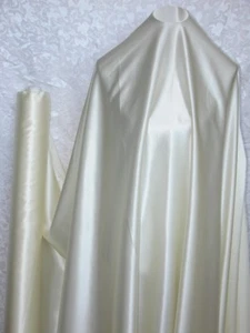 New 100% Pure Silk Satin Charmeuse Fabric Solid Ivory Per Yard - Picture 1 of 2