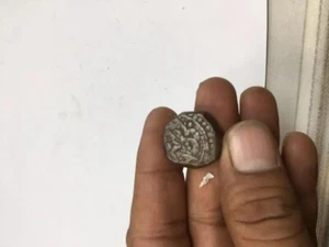 Antigua moneda de dinero antigua de cobre del imperio mogol indio período rara - Imagen 1 de 7