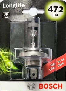 Brand New /Bosch 472 H4 Longlife Daytime Headlight Halogen Bulb 12V 60/55W P43t - Picture 1 of 6