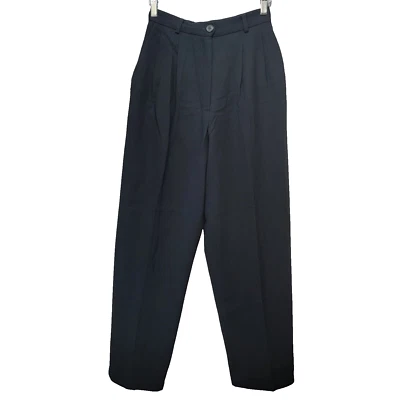 Pantalón de vestir Fabrizio Gianni para mujer 10 negro plisado cintura alta carrera oficina de colección Foto 1 de 4