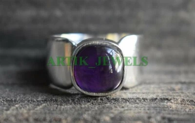 Natural Amethyst Gemstone with 925 Sterling Silver Ring for Men's #100 - Image 1 of 4