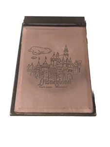 VTG WALT DISNEY PRODUCTIONS ETCHED COPPER CINDERELLA CASTLE NOTE PAD W/FLIP LID - Picture 1 of 8