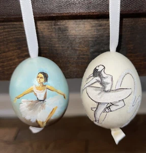 2 beautiful vintage Hand Painted  Hand blown Ballerina ornaments - Germany - Picture 1 of 6