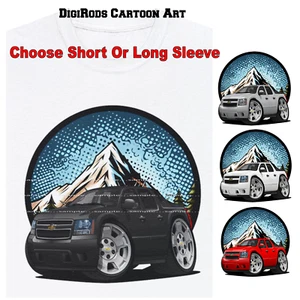 Chevy Avalanche Truck Model Year Snow Mountain DigiRods Cartoon Car T Shirt S-5X - Picture 1 of 7