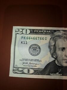 2017 Series A $20 Bill (6 Of A Kind 6’s)!! Fancy Serial Number Dallas Texas!!