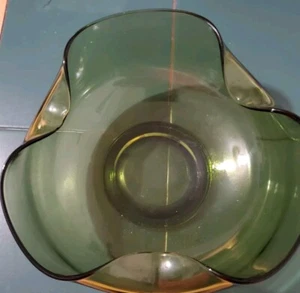 Vintage Anchor Hocking Curvy Olive Green Glass DIP BOWL MCM Bowl Only No Dip Bwl - Picture 1 of 7