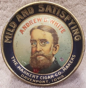 ANDREW WHITE HARKERT CIGAR CO BANDEJA PUNTA PUBLICIDAD LATA PRINCIPIOS DE 1900 ALEMANIA - Imagen 1 de 2