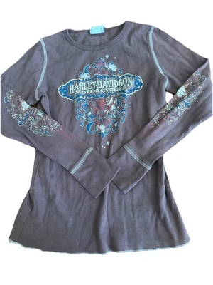 Harley Davidson Waffle Thermal Top Womens Austin Biker Long sleeve Large Medium - Image 1 of 4