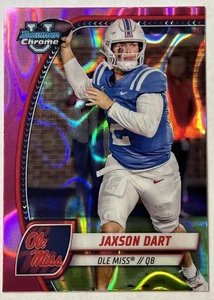 2024 Bowman University Chrome - Jaxson Dart #6 rifrattore lava rosa (RC) - Foto 1 di 2