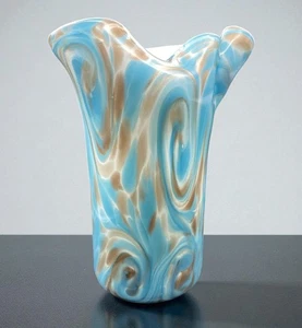 Jarrón de vidrio artístico vintage Fratelli Toso de Murano con pergamino nocturno estrellado - Imagen 1 de 21