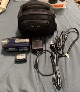 SONY HANDYCAM DCR-SX45  BLUE Battery, Charging Cord & Case no Memory Card EUC - Picture 1 of 12