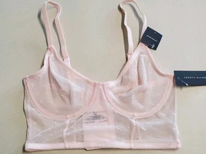 Tommy Hilfiger Logo Mesh Bustier BH Gr. 34B Neu mit Etikett ungefüttert Bügel Rosewater - Bild 1 von 9