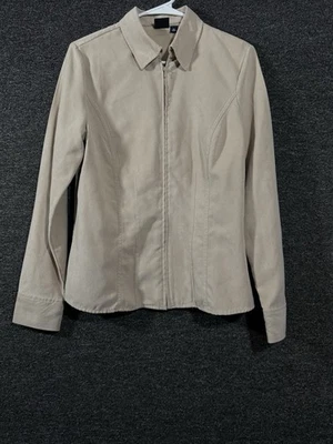 Sonoma Life Style 女式轻薄夹克全拉链米色 M 码 — 第 1/4 张图片