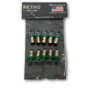 10 Pack Green Pinball 6.3v LED Round Replacement Bulbs 44/47 Bayonet Base BA9S - Picture 1 of 2