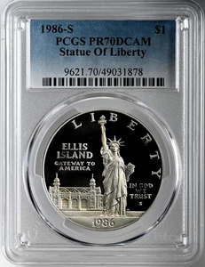 1986-S  $1 OLYMPIC PROOF SILVER DOLLAR COMMEMORATIVE PCGS PR70 DCAM #49031878 - Picture 1 of 4