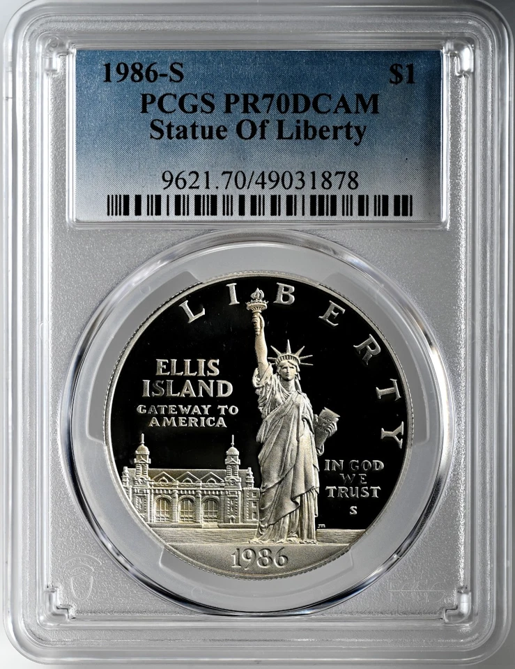 1986-S  $1 OLYMPIC PROOF SILVER DOLLAR COMMEMORATIVE PCGS PR70 DCAM #49031878 - Image 1 of 4