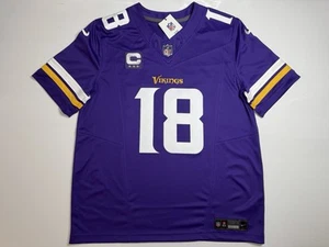 Grande maglia Justin Jefferson #18 Vapor FUSE viola capitano vichinghi autentica - Foto 1 di 12