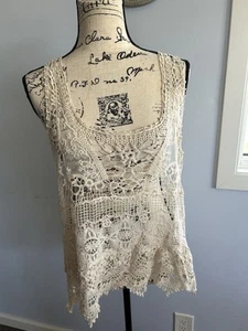 pretty angel woman's Crochet Tank Top Bohemian Hippie Gypsy L - Picture 1 of 9