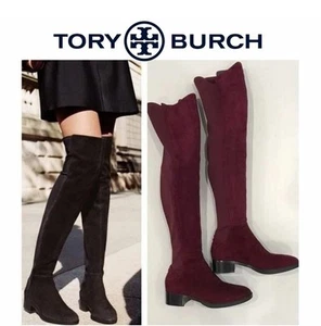 $495 NEW Tory Burch Caitlin Plum Suede Over the Knee Boot Women's Sz 5 - Picture 1 of 8