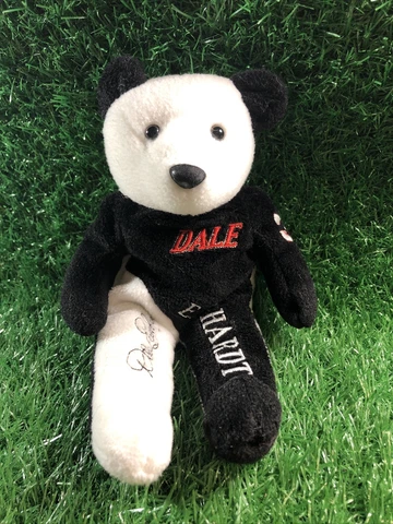 Dale Earnhardt Teddy Bear Plush Black White Salvinos Bammers Embroidered Pellets Cover