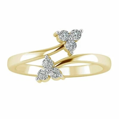 Anillo redondo de 0,12 quilates con derivación de diamantes simulados para mujer enchapado en oro amarillo de 14 k Foto 1 de 4