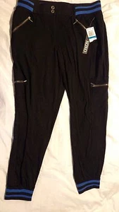 XOXO Womens NEW Pants Stretchy Zippers Black Blue Elastic Bottoms NWT XL Ladies - Picture 1 of 12