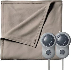 Queen Size Electric Fleece Heated Blanket in Mushroom with Dual Zone - Picture 1 of 4
