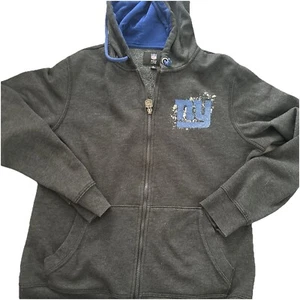 NY Giants Sweatshirt mit Reißverschluss Fleece gefüttert NFL Pro Line Medium Glitzer blau schwarz - Bild 1 von 8