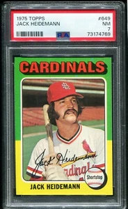 Topps #649 1975 Jack Heidemann PSA 7 casi nuevo - Imagen 1 de 2