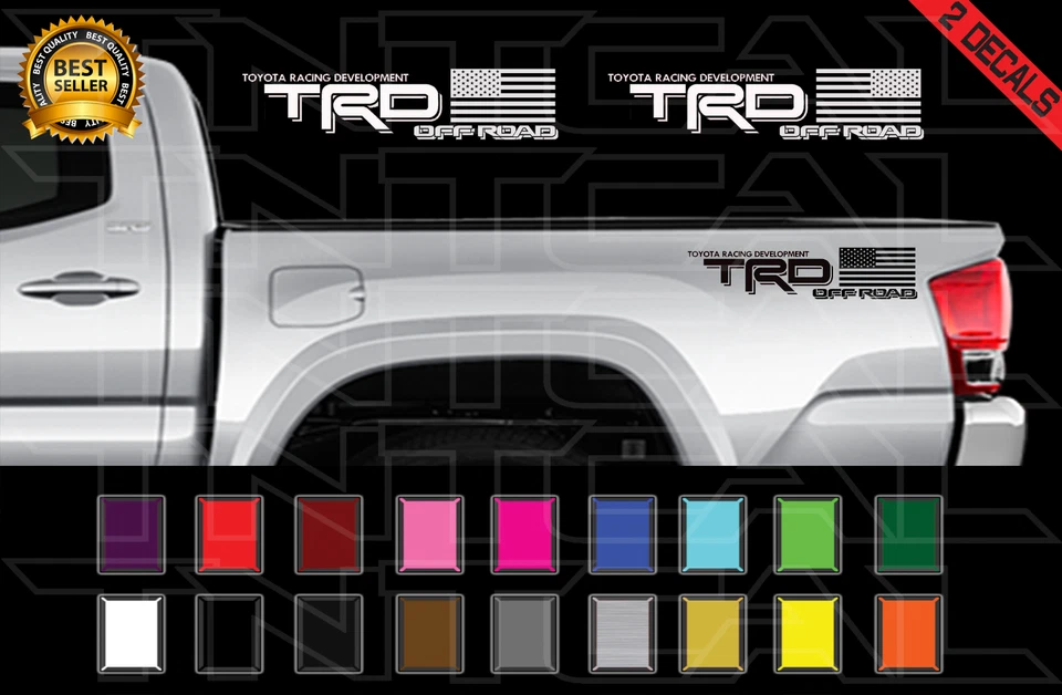 TRD Off Road Decal Set American Flag Fit: Toyota Tacoma Tundra Vinyl Sticker - Image 1 of 2