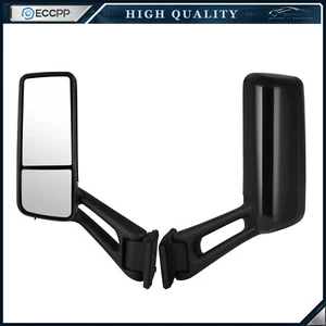 Door Mirrors Complete Pair Black For 12-20 Peterbilt 579 Truck Left + Right Side - Picture 1 of 13