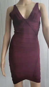 AKIRA CHICAGO Womens Sleeveless Bandage Bodycon Strap Stretchy Dress Burgundy S - Picture 1 of 8