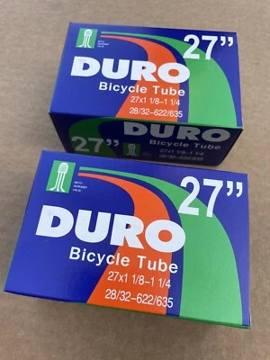 Two (2) -  27” x 1 1/4 Schrader Valve 32mm Road Bicycle Inner Tubes DURO Quality - Image 1 of 2