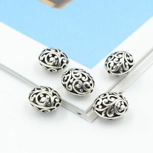 5pcs Antique Hollow Spacer Beads Big Egg Oval Loose Bead Jewelry Making Accessor
