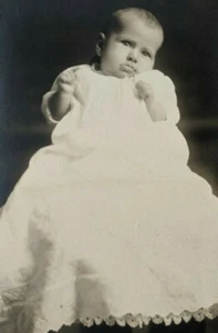 Vintage 1918 - 1930 Real Photo Postcard RPPC Baby in White Christening Gown - Picture 1 of 4