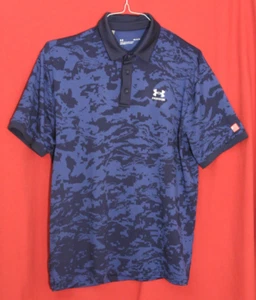 Under Armour Mens Large Polo Golf Knit Shirt Freedom Blue Camouflage - Picture 1 of 5