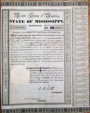 Jackson, MS 1833 'State of Mississippi' Bond w/Governor ABRAM M. SCOTT Autograph