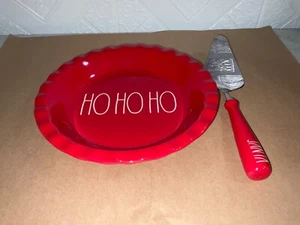 Rae Dunn Artisan Collection Ho Ho Ho Santa Pie Plate with Server Open Box 10” - Picture 1 of 10
