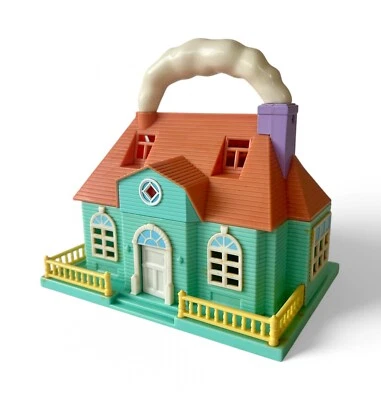 Vintage CAJA AZUL TINY DREAMS casa de muñecas llevar juego conjunto mansión azul años 90 Foto 1 de 4