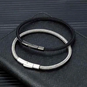 MKENDN Punk Simple Style Men Jewelry Non-fading Steel Wire Rope Bracelet Classic - Picture 1 of 15