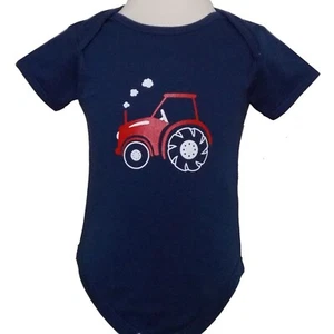 Chaleco tractor para niños pequeños top azul marino con tractor estampado en rojo talla 12-18 meses - Imagen 1 de 2
