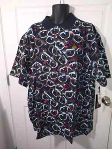 NWT-VTG Parish Polo 3 Button 90s Urban Hip Hop Style 4 Sizes & 3 Colors"Glasses" - Picture 1 of 19