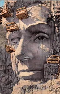 Postcard Closeup Of The Head Of Abraham Lincoln, Mount Rushmore, South Dakota SD - Picture 1 of 2